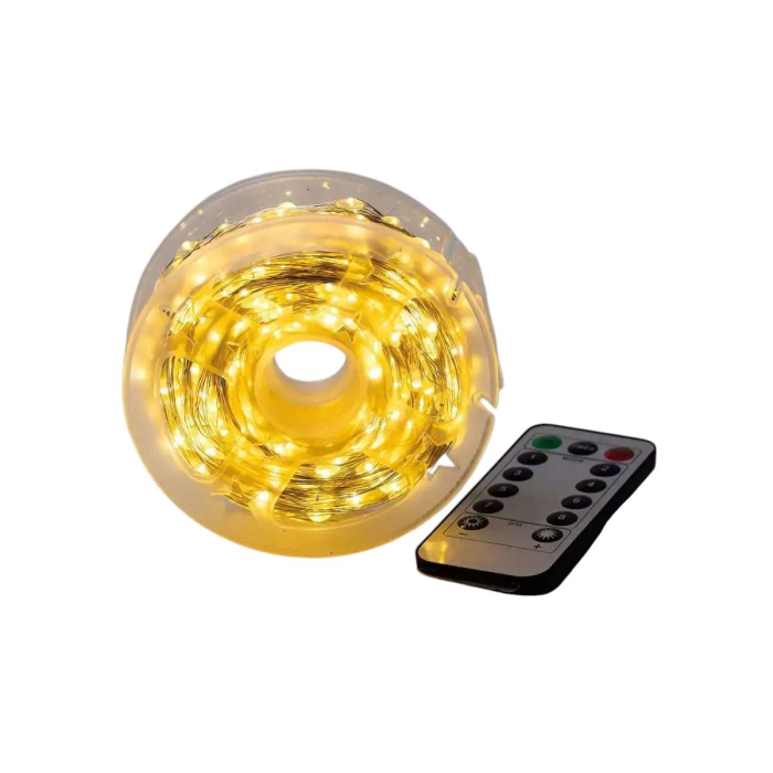 Гірлянда роса на пульті 100 метрів на 1000 світлодіодів крапля білий провід жовтий 1000L100MWY (79571)