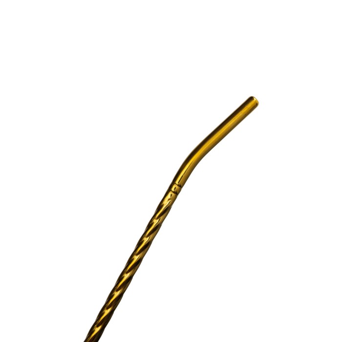 Набір багаторазових ложок-трубочок 6 шт для напоїв 19,5 см з щіткою Золотистий HP-20-56 (33106)