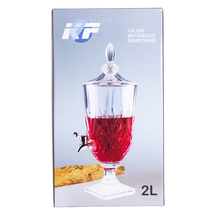 Лимонадниця з краном на ніжці скляна для напоїв 2 л 46 см HP-19-15 (36301)