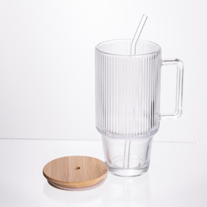 Кружка скляна з кришкою і трубочкою 750 (мл) HP-19-48 (26250)