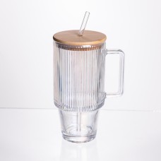 Кружка скляна з кришкою і трубочкою 750 (мл) HP-19-49 (53705)