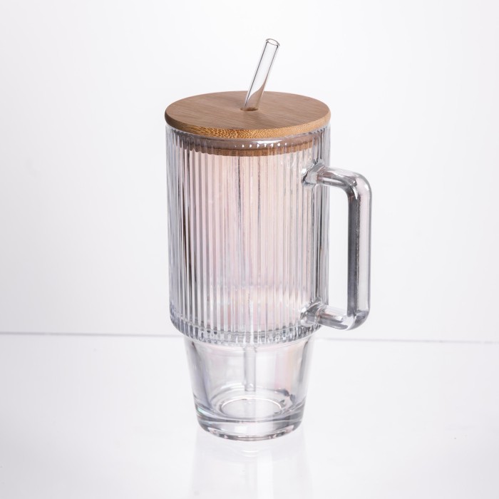 Кружка скляна з кришкою і трубочкою 750 (мл) HP-19-49 (53705)