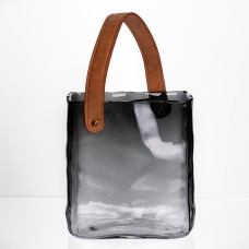 Скляна ваза сумочка з ручкою 16×8×18.5 (см) декоративна Сірий HP-19-156-2 (77671)