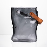 Подарункова скляна ваза сумочка з ручкою 18×9×25 (см) декоративна Сірий HP-19-157-2 (33178)