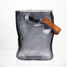 Подарункова скляна ваза сумочка з ручкою 18×9×25 (см) декоративна Сірий HP-19-157-2 (33178)