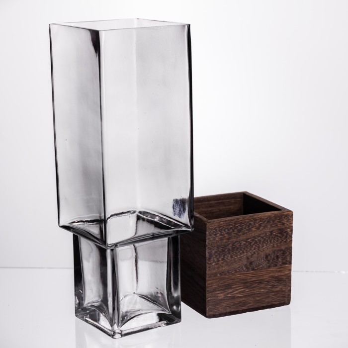 Ваза для квітів квадратна скляна 10×10×30 (см) декоративна HP-19-160-4 (69831)