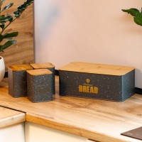 Набір для зберігання продуктів 4 штуки з бамбуковими кришками, сірий (57649)