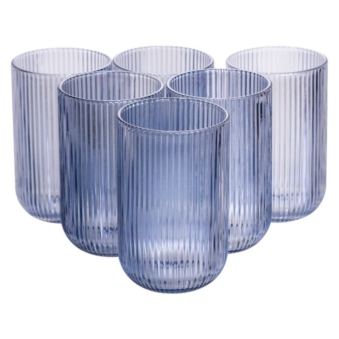 Набір склянок 6 шт скляні склянки 400 мл Блакитний HP7113BL (44919)