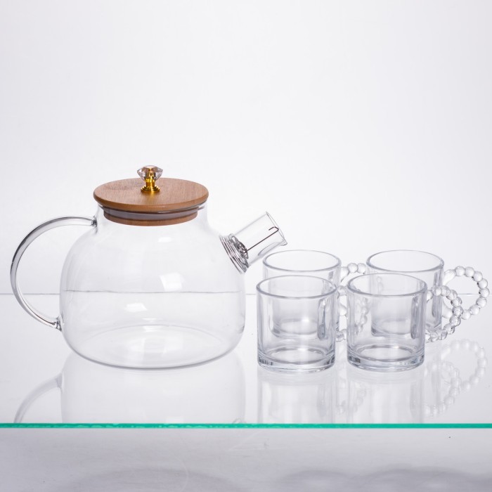 Чайний набір із товстого скла 5 предметів на 4 персони 64486-24 (16573)