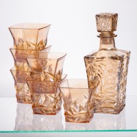 Набір для напоїв графин та 6 склянок для напоїв із товстого скла коричневий 64486-25 (49658)