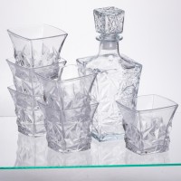 Набір для напоїв графин та 6 склянок для напоїв із товстого скла прозорий 64486-26 (59310)