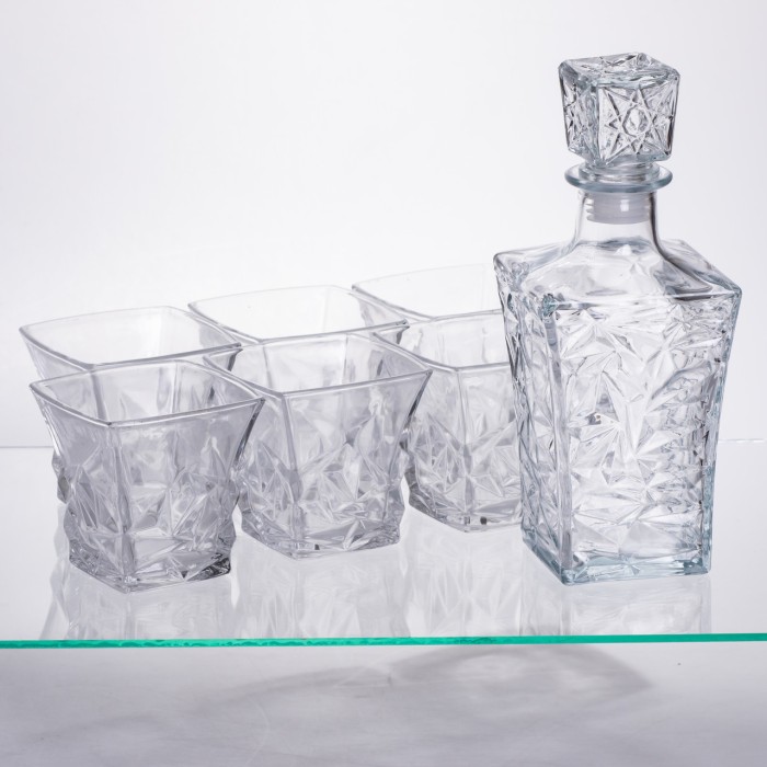 Набір для напоїв графин та 6 склянок для напоїв із товстого скла прозорий 64486-26 (59310)