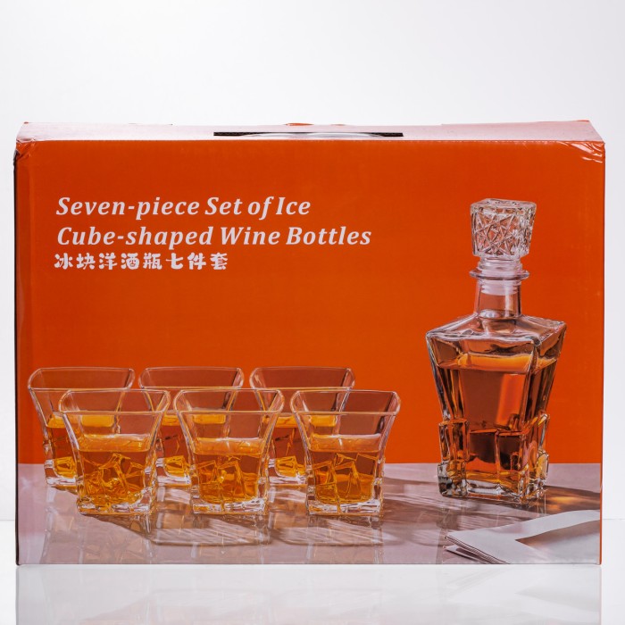 Набір для напоїв графин та 6 склянок для напоїв із товстого скла прозорий 64486-26 (59310)