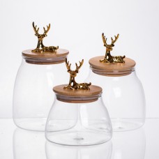 Набір банок для зберігання 3 штуки з бамбуковими кришками 0.5/08/1 л 64486-55 (39418)