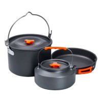 Набір туристичного посуду в сумці для походу та кемпінгу: каструля, сковорода, чайник (10788)