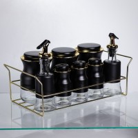 Набір для спецій і рідких текстур на металевій підставці чорний HP-1359 (59485)