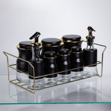 Набір для спецій і рідких текстур на металевій підставці чорний HP-1359 (59485)