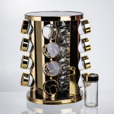 Карусель для спецій 16 баночок по 100 мл чорний мармур HP-1370 (63800)