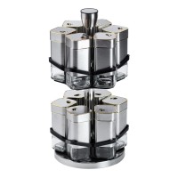 Набір для спецій на підставці 12 баночок по 120 мл, хром із золотом (22893)