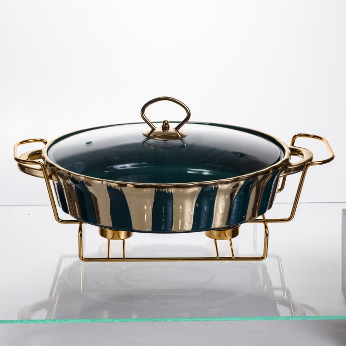 Марміт порцеляновий настільний овальний 1,5 літра мармітниця з підігрівом JY-6 (88189)