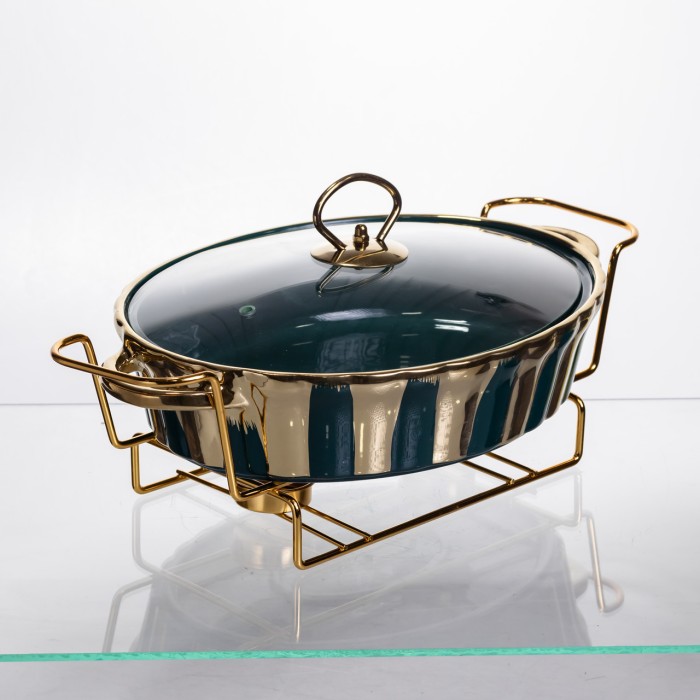 Марміт порцеляновий настільний овальний 1,5 літра мармітниця з підігрівом JY-6 (88189)