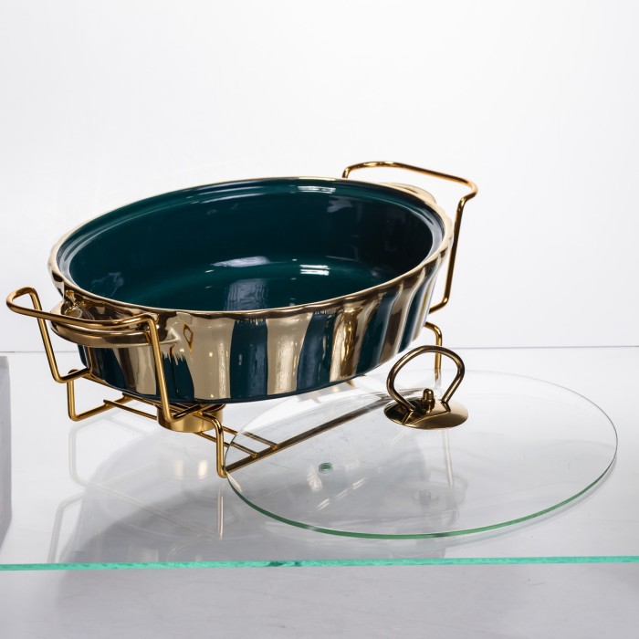 Марміт порцеляновий настільний овальний 1,5 літра мармітниця з підігрівом JY-6 (88189)