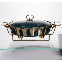 Марміт порцеляновий настільний овальний 2 літри мармітниця з підігрівом JY-7 (35958)