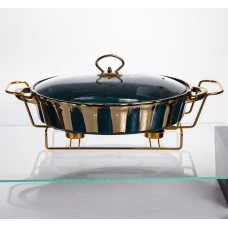 Марміт порцеляновий настільний овальний 2 літри мармітниця з підігрівом JY-7 (35958)