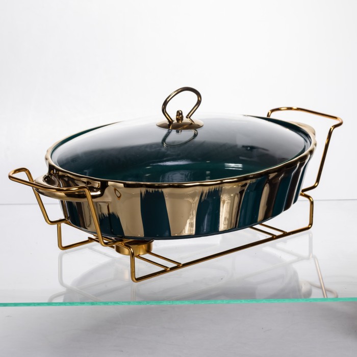 Марміт порцеляновий настільний овальний 2 літри мармітниця з підігрівом JY-7 (35958)