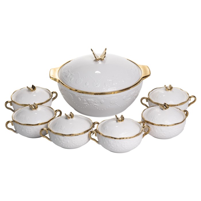 Суповий сервіз на 6 осіб супниця 3 (л) з бульйонницями 300 (мл) тарілки для супу SPW-16 (47049)