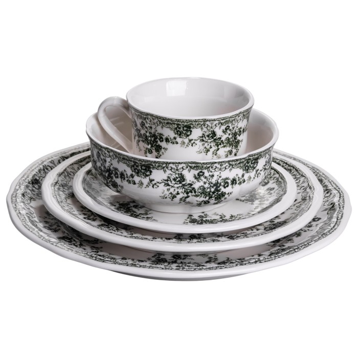 Столовий набір посуду 32 предмети на 6 осіб Vintage Elegant порцеляновий Чорний YY78-7A (56778)