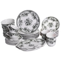 Столовий набір посуду 32 предмети на 6 осіб Vintage Elegant порцеляновий Чорний YY78-7A (56778)