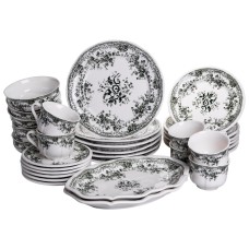 Столовий набір посуду 32 предмети на 6 осіб Vintage Elegant порцеляновий Чорний YY78-7A (56778)