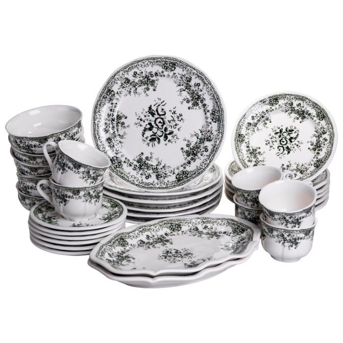 Столовий набір посуду 32 предмети на 6 осіб Vintage Elegant порцеляновий Чорний YY78-7A (56778)