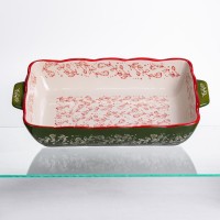 Форма для запікання Vintage 33×21×5.5 (см) прямокутна з ручками Зелена HM05-11 (70292)