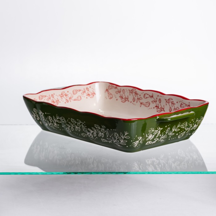 Форма для запікання Vintage 33×21×5.5 (см) прямокутна з ручками Зелена HM05-11 (70292)