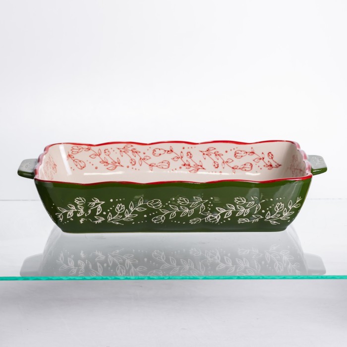 Форма для запікання Vintage 33×21×5.5 (см) прямокутна з ручками Зелена HM05-11 (70292)