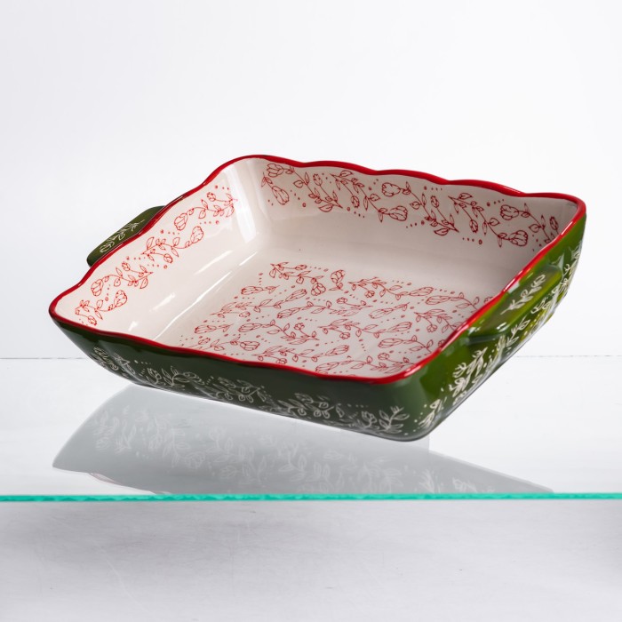Форма для запікання Vintage 33×21×5.5 (см) прямокутна з ручками Зелена HM05-11 (70292)