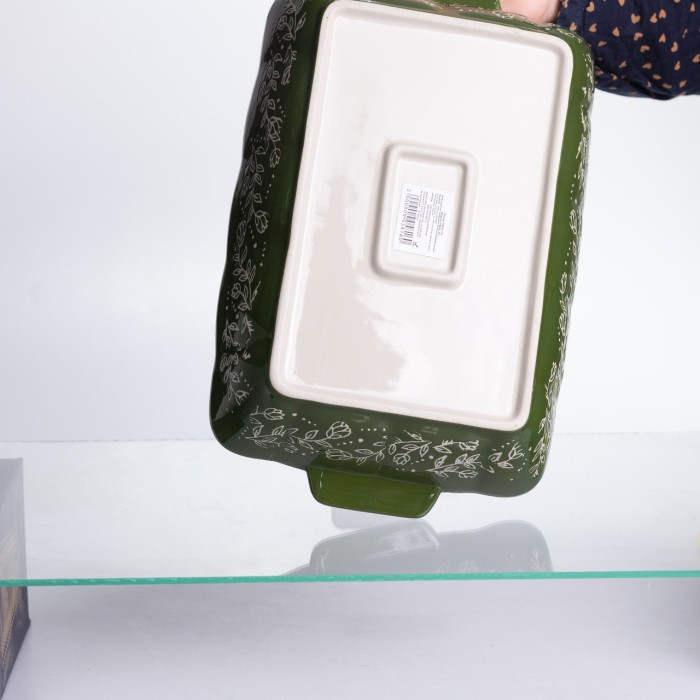 Форма для запікання Vintage 33×21×5.5 (см) прямокутна з ручками Зелена HM05-11 (70292)