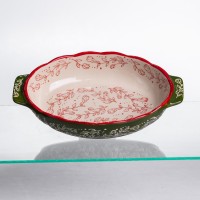 Форма для запікання Vintage 25×15×5 (см) овальна з ручками Зелена HM05-01 (28474)