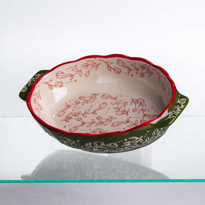 Форма для запікання Vintage 25×15×5 (см) овальна з ручками Зелена HM05-01 (28474)