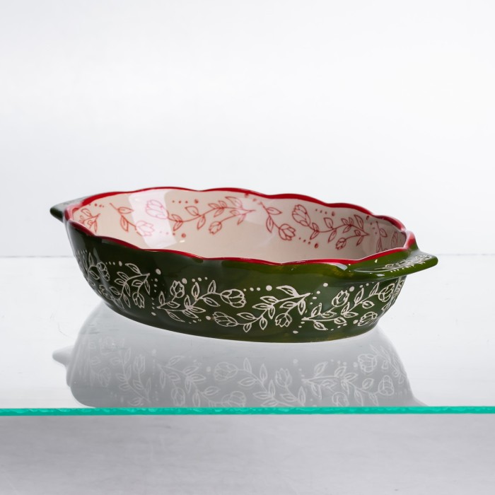 Форма для запікання Vintage 25×15×5 (см) овальна з ручками Зелена HM05-01 (28474)