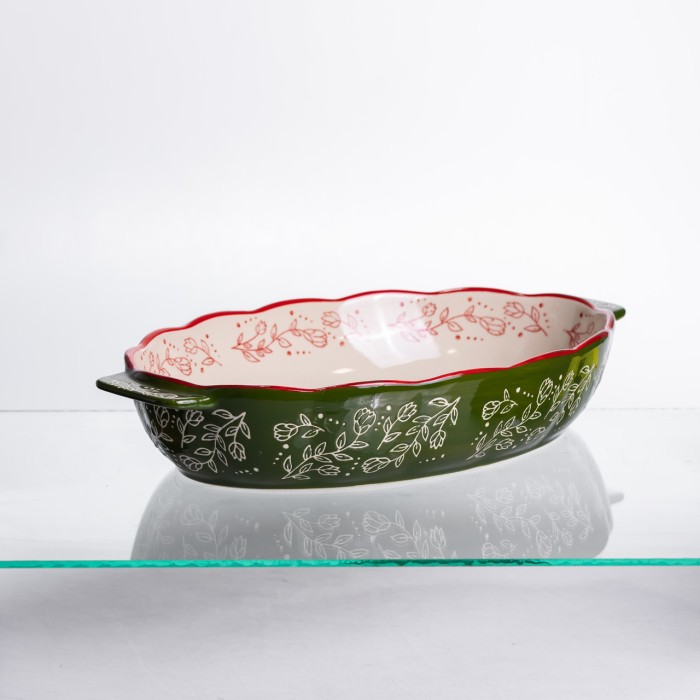 Форма для запікання Vintage 35×22×5 (см) овальна з ручками Зелена HM05-03 (54344)