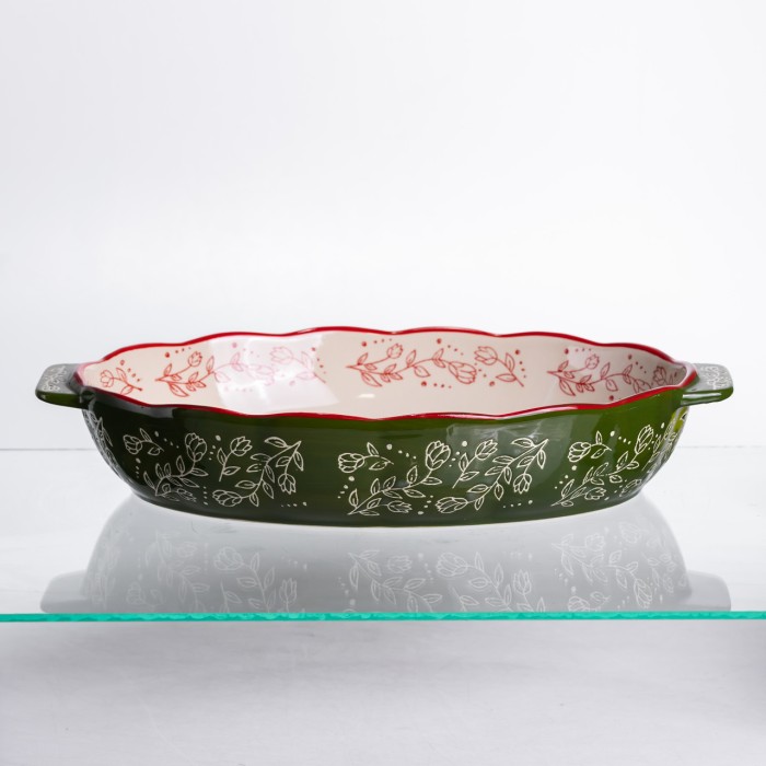 Форма для запікання Vintage 35×22×5 (см) овальна з ручками Зелена HM05-03 (54344)