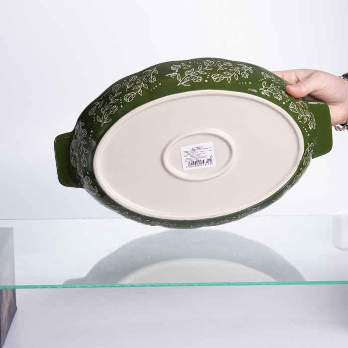 Форма для запікання Vintage 35×22×5 (см) овальна з ручками Зелена HM05-03 (54344)