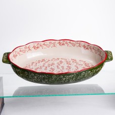 Форма для запікання Vintage 40×25×6.5 (см) овальна з ручками Зелена HM05-04 (82913)