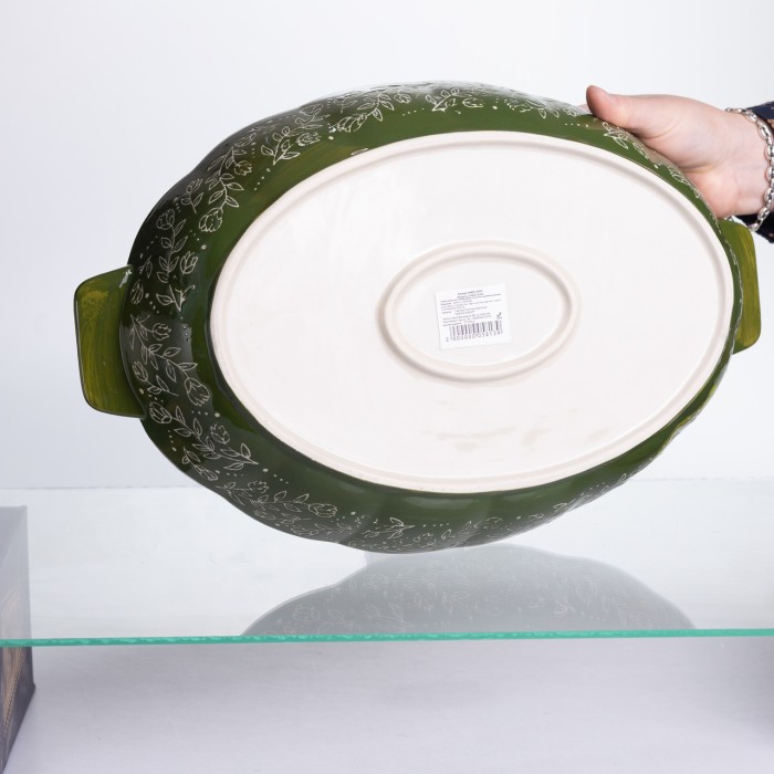 Форма для запікання Vintage 40×25×6.5 (см) овальна з ручками Зелена HM05-04 (82913)