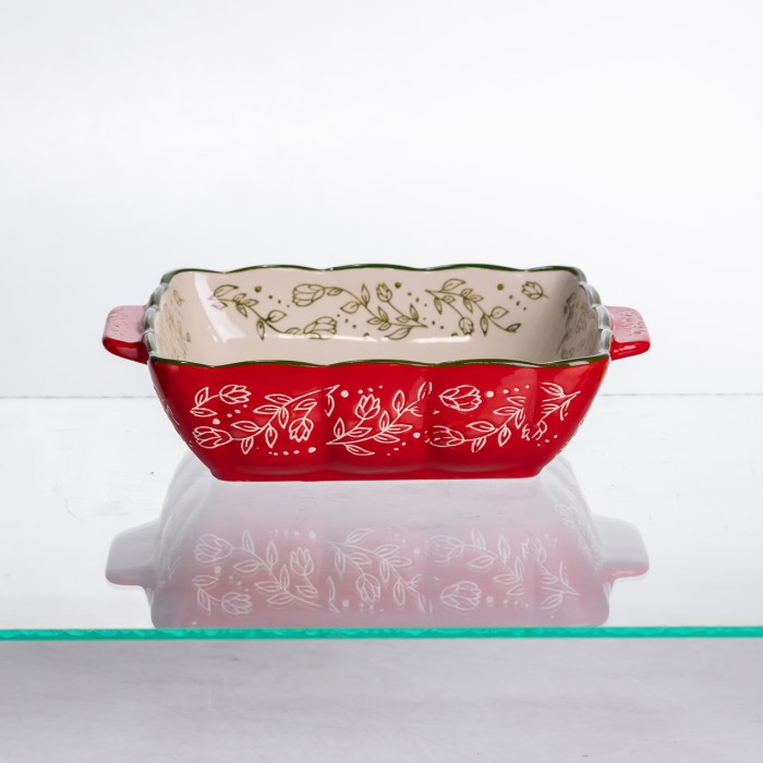 Форма для запікання Vintage 20×16.5×4 (см) квадратна з ручками Червона HM04-13 (55923)