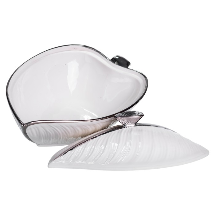 Супниця 800 (мл) порцелянова 26×18×14 (см) з кришкою Білий з сріблом XL-4074AS (50485)