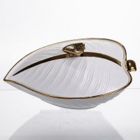 Супниця 800 (мл) каструля 26×18×14 (см) з кришкою Білий з золотом (68691)